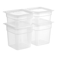 Cambro CamSquares® FreshPro 8-Piece Translucent Square Polypropylene Food Storage Container and Lid Set FPMINI8190