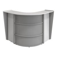 Linea Italia 48" x 48" x 46" White Laminate Curved Corner Reception Desk / Counter with See-Through Top Panel