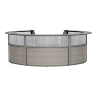 Linea Italia 142" x 133" x 46" Ash Laminate 5 Panel Curved U-Shape Reception Desk / Counter with See-Through Top Panel