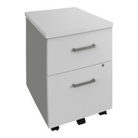Linea Italia 17" x 20" x 23" Steel Mobile Pedestal Filing Cabinet with 2 White Laminate Drawers
