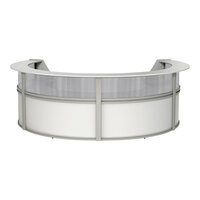 Linea Italia 142" x 107" x 46" White Laminate 4 Panel Curved U-Shape Reception Desk / Counter with See-Through Top Panel