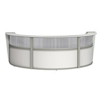 Linea Italia 143 5/16" x 71" x 46" White Laminate 3 Panel Curved U-Shape Reception Desk / Counter with See-Through Top Panel