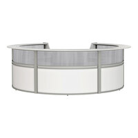 Linea Italia 142" x 133" x 46" White Laminate 5 Panel Curved U-Shape Reception Desk / Counter with See-Through Top Panel