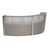 Linea Italia 124 1/4" x 49" x 46" Ash Laminate 2 Panel Curved Reception Desk / Counter with See-Through Top Panel