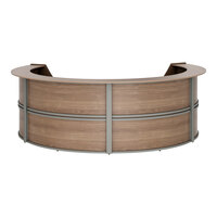 Linea Italia 142" x 107" x 46" Walnut Laminate 4 Panel Curved U-Shape Reception Desk / Counter