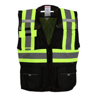 Tingley Type O Class 1 Hi-Vis Black Surveyor's Mesh Heavy-Duty Safety Vest with X-Back Reflective Tape V73843C.S-M - Small / Medium