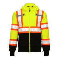 Tingley Job Sight Type R Class 3 Hi-Vis Lime Zip-Up Sweatshirt with X-Back Reflective Tape and Detachable Hood S78122C.3X - 3X