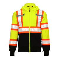 Tingley Job Sight Type R Class 3 Hi-Vis Lime Zip-Up Sweatshirt with X-Back Reflective Tape and Detachable Hood S78122C.4X - 4X