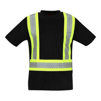 Tingley Job Sight Type O Class 1 Hi-Vis Black Short Sleeve Safety Shirt with X-Back Reflective Tape S74023C.SM - Small