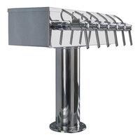 Micro Matic DS-356-PSS-W Polished 304 Stainless Steel Air Cooled 6-Tap "T" Style Wine Tower