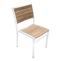 Three Birds Casual SoHo Teak Stacking Side Chair with White Frame