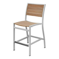 Three Birds Casual SoHo Teak Counter Height Side Chair with White Frame