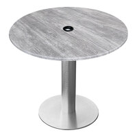 Holland Bar Stool EuroSlim 32" Round Greystone Indoor / Outdoor Table with Umbrella Hole and Brushed Aluminum Base