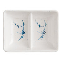 Acopa Bambu Biru 2 oz. Rectangular Melamine Divided Sauce Dish - 24/Case