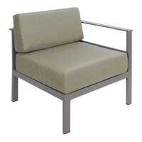 BFM Seating Belmar Gray Outdoor Left Arm Sofa Section with Sunbrella Sea Salt Green Cushions