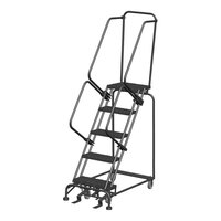 Ballymore M-2000 Series Gray Steel Rolling Safety Ladder with Expanded Metal Tread, 16" Wide Steps, and 21" Deep Top Step - 450 lb. Capacity