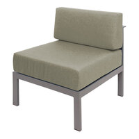 BFM Seating Belmar Gray Outdoor Armless Middle Sofa Section with Sunbrella Sea Salt Green Cushions