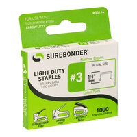 Surebonder 1/4" #3 Light-Duty Narrow Crown Staples 1,000-Count 55114 - 50/Case