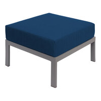 BFM Seating Belmar Gray Outdoor Ottoman with Sunbrella Abyss Blue Cushion