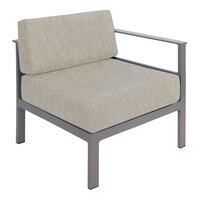 BFM Seating Belmar Gray Outdoor Left Arm Sofa Section with Sunbrella Granite Gray Cushions