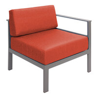 BFM Seating Belmar Gray Outdoor Left Arm Sofa Section with Sunbrella Persimmon Cushions