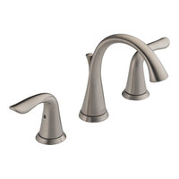 Delta Faucet 3538-SSMPU-DST Lahara 1.2 GPM Stainless Steel Widespread Deck-Mount Lavatory Faucet with Rigid Spout, Lever Handles, and Pop-Up Drain