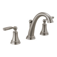 Delta Faucet 3532LF-SSMPU Woodhurst 1.2 GPM Stainless Steel Widespread Deck-Mount Lavatory Faucet with Lever Handles and Pop-Up Drain