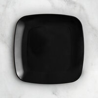 Visions 6" Black Square Plastic Coupe Plate - 10/Pack