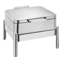 Eastern Tabletop 5-Star Series Jazz Smooth 6 Qt. 2/3 Size Square Stainless Steel Induction / Traditional Chafer with Hinged Lid 3874S