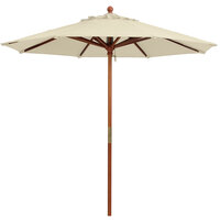 Grosfillex 98910331 9' Khaki Market Umbrella with 1 1/2" Wooden Pole