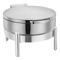 Eastern Tabletop 5-Star Series Jazz Smooth 6 Qt. 2/3 Size Round Stainless Steel Induction / Traditional Chafer with Hinged Lid 3878S