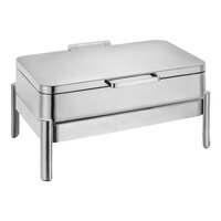 Eastern Tabletop 5-Star Series Jazz Smooth 8 Qt. Full Size Rectangular Stainless Steel Induction / Traditional Chafer with Hinged Lid 3875S