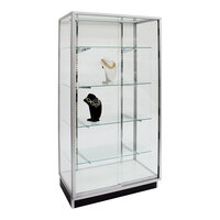36" x 20" x 72" Glass 4-Shelf Display Showcase with Glass Back and Sliding Glass Doors