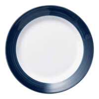 Libbey Banded Rigel Constellation 9" Lunar Bright White Porcelain Plate with Steel Blue Solid Band - 24/Case