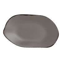 Delfin Marisol Rustic from Steelite International 12" x 7 1/8" Driftwood Gray Melamine Oval Platter - 12/Case