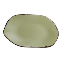 Delfin Marisol Rustic from Steelite International 12" x 7 1/8" Sage Melamine Oval Platter - 12/Case