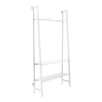 Econoco Aspect 15" x 48" Gloss White Wall-Mount A-Frame Outrigger Kit with 2 Faceouts and 2 Adjustable Metal Shelves