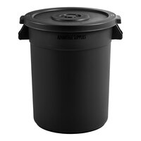 Advantage Supplies 20 Gallon Black Round Commercial Trash Can and Lid