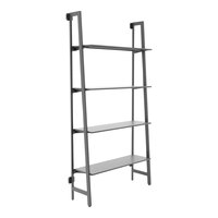 Econoco Aspect 15" x 48" Matte Black Wall-Mount A-Frame Outrigger Kit with 4 Adjustable Metal Shelves