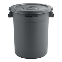 Advantage Supplies 20 Gallon Gray Round Commercial Trash Can and Lid