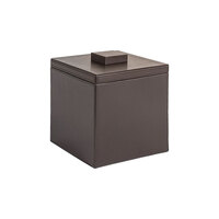 room360 London 3.5 Qt. Brown Faux Leather Square Ice Bucket with Brown Lid RIB001BRL11 - 4/Case