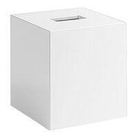 room360 New York 5 1/4" x 5 1/4" Snow Resin Square Tissue Box Cover RTB008WHT11 - 4/Case