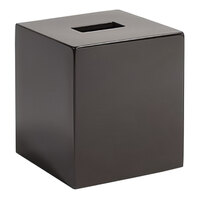 room360 New York 5 1/4" x 5 1/4" Chocolate Resin Square Tissue Box Cover RTB008EST11 - 4/Case