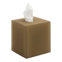 room360 Nassau 5 1/4" x 5 1/4" Nutmeg Resin Square Tissue Box Cover RTB007BRR11 - 4/Case