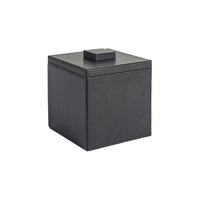 room360 London 3.5 Qt. Black Faux Leather Square Ice Bucket with Black Lid RIB001BKL11 - 4/Case