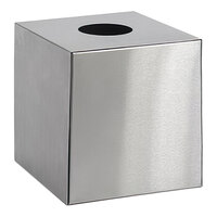 room360 Tokyo 5" x 5" Silver Stainless Steel Square Tissue Box Cover RTB021ANS21 - 4/Case