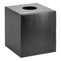 room360 Tokyo 5" x 5" Matte Black Stainless Steel Square Tissue Box Cover RTB021ANS21 - 4/Case