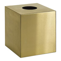 room360 Tokyo 5" x 5" Matte Brass Stainless Steel Square Tissue Box Cover RTB021ANS21 - 4/Case