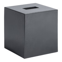 room360 New York 5 1/4" x 5 1/4" Onyx Resin Square Tissue Box Cover RTB008BKT11 - 4/Case