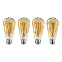 Globe 7.5W Dimmable Amber LED Tungsten Filament Edison Lamp, 650 Lumens, 2,000K (ST19) - 4/Case